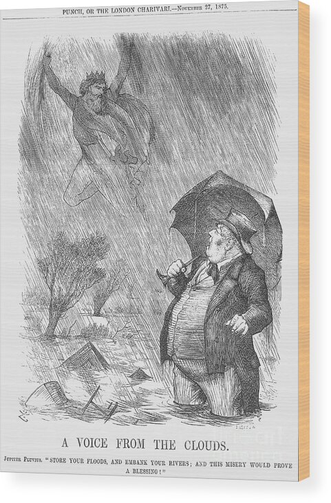 Engraving Wood Print featuring the drawing A Voice From The Clouds, 1875. Artist by Print Collector
