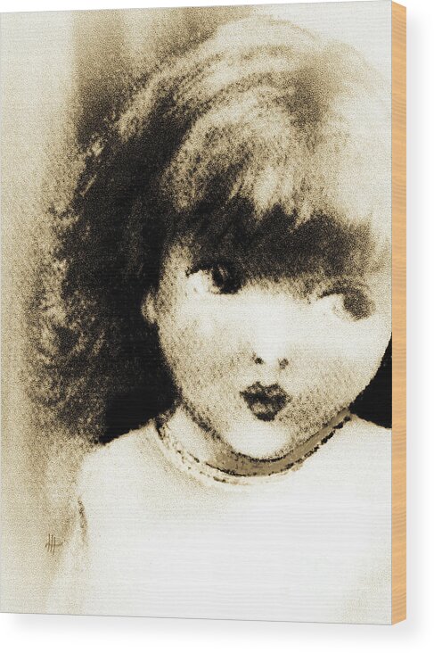 Little Girl Wood Print featuring the painting A Wistful Look by Hazel Holland