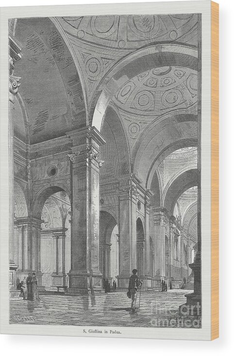 Arch Wood Print featuring the digital art Abbey Of Santa Giustina, Padua, Italy by Zu 09
