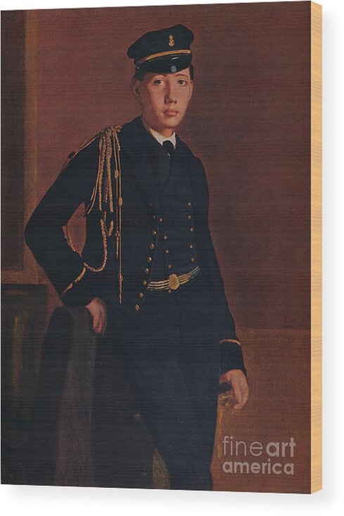 Oil Painting Wood Print featuring the drawing Achille De Gas In The Uniform Of A Cadet by Print Collector