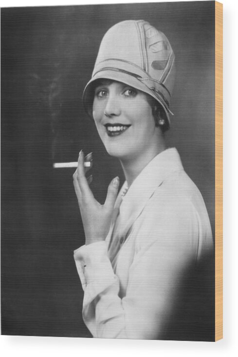 Smoking Wood Print featuring the photograph Actress Smoking by Sasha