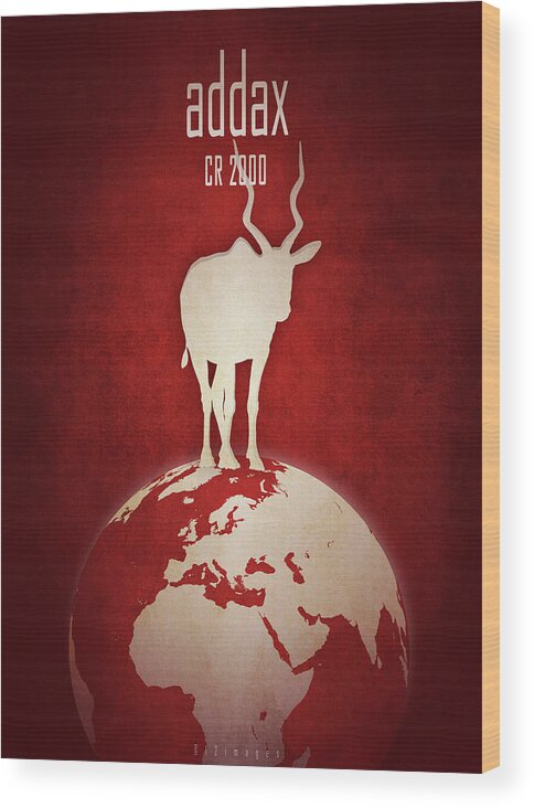 Antelope Wood Print featuring the digital art Addax - white screwhorn antelope by Moira Risen
