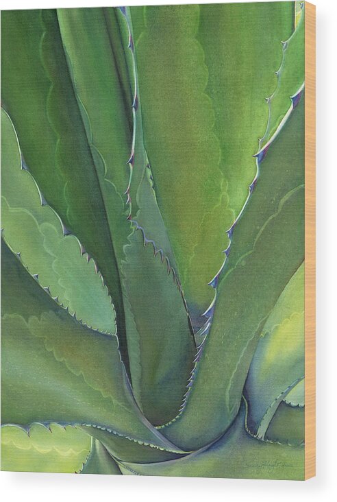 Agave Wood Print featuring the painting Agave Verde by Sandy Haight
