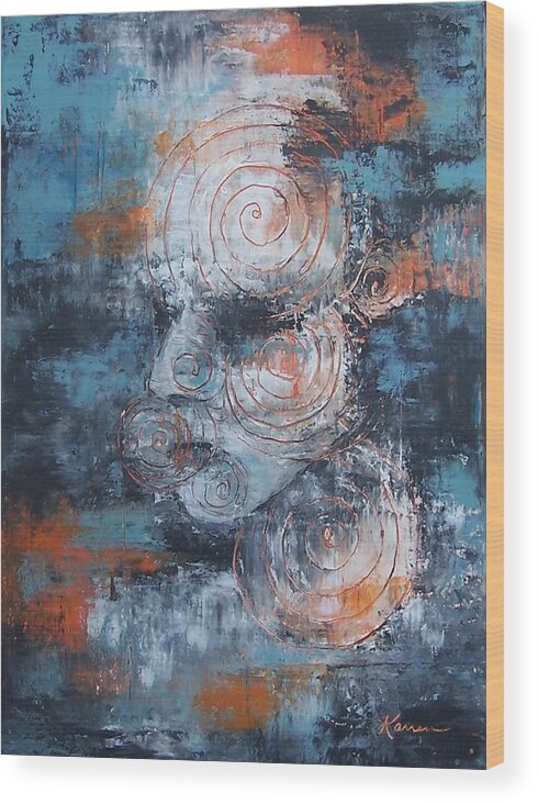 Abstract Wood Print featuring the painting Alienated by Karren Case