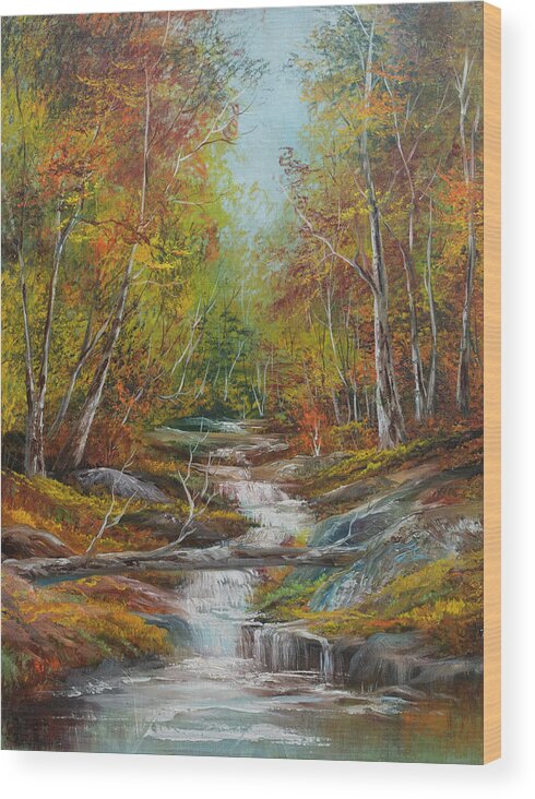 Forest Wood Print featuring the painting Colors of Fall by Lynne Pittard
