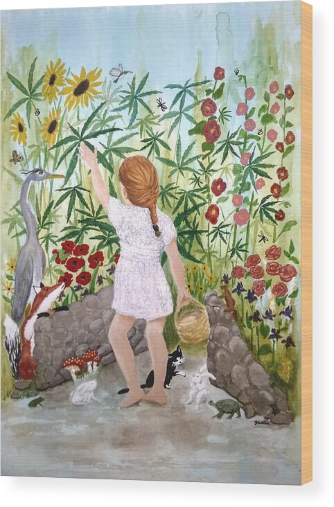Garden Wood Print featuring the painting Bella's Magic Garden by Vallee Johnson
