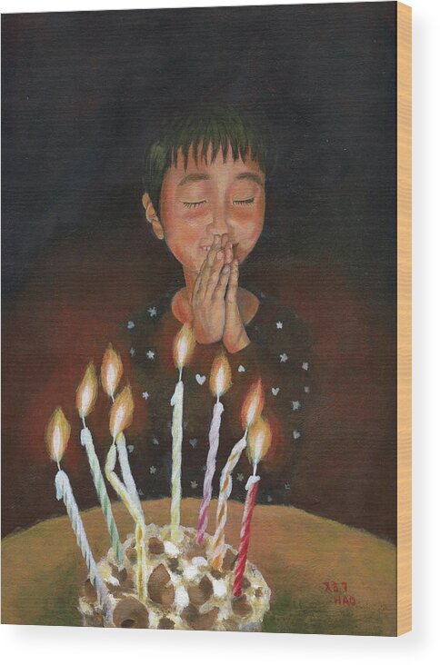 Birthday Wish Wood Print featuring the painting Birthday Wish by Helian Cornwell