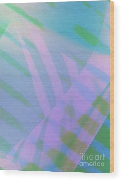 Abstract Wood Print featuring the photograph Abstract Art Tropical Blinds Blue Green textured background by Itsonlythemoon -