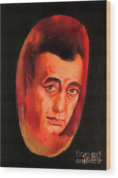 Humphreybogart Wood Print featuring the painting Bogey by Jordana Sands