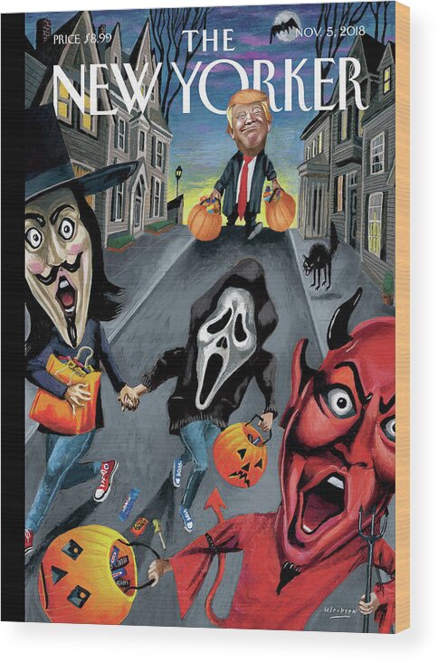 Halloween Wood Print featuring the painting Boo by Mark Ulriksen