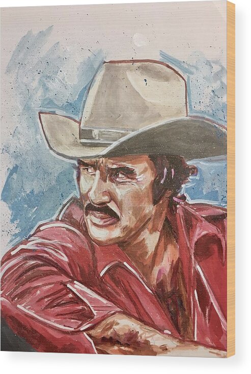 Burt Reynolds Wood Print featuring the painting Burt Reynolds by Joel Tesch