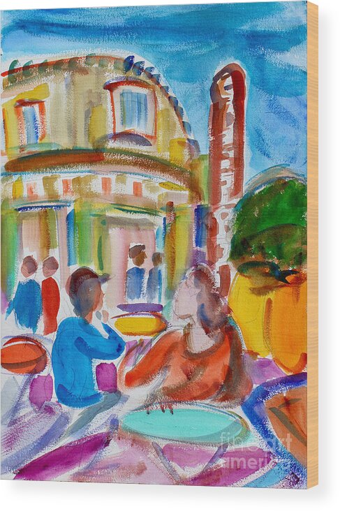 Cafe In The Castro Wood Print featuring the painting Cafe In The Castro, San Francisco by Richard Fox