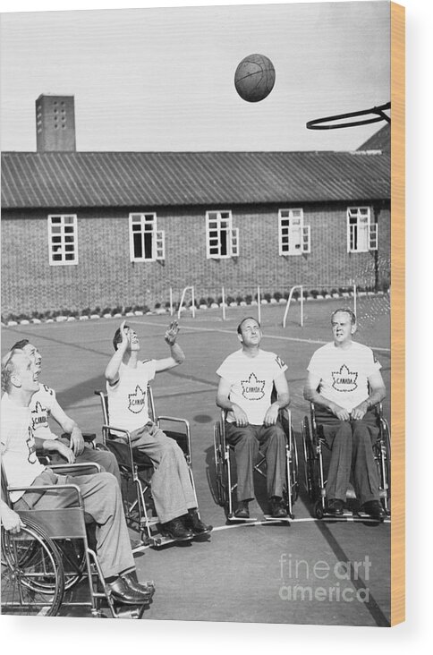 The Olympic Games Wood Print featuring the photograph Canadian Paralympics Basketball Team by Bettmann