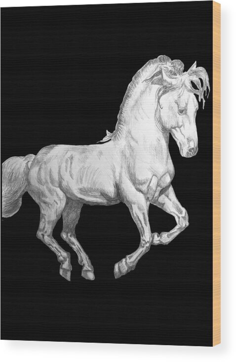 Cantering Horse Wood Print featuring the drawing Cantering Horse by Equus Artisan