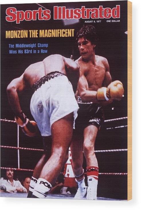Sports Illustrated Wood Print featuring the photograph Carlos Monzon, 1977 Wbcwba Middleweight Title Sports Illustrated Cover by Sports Illustrated
