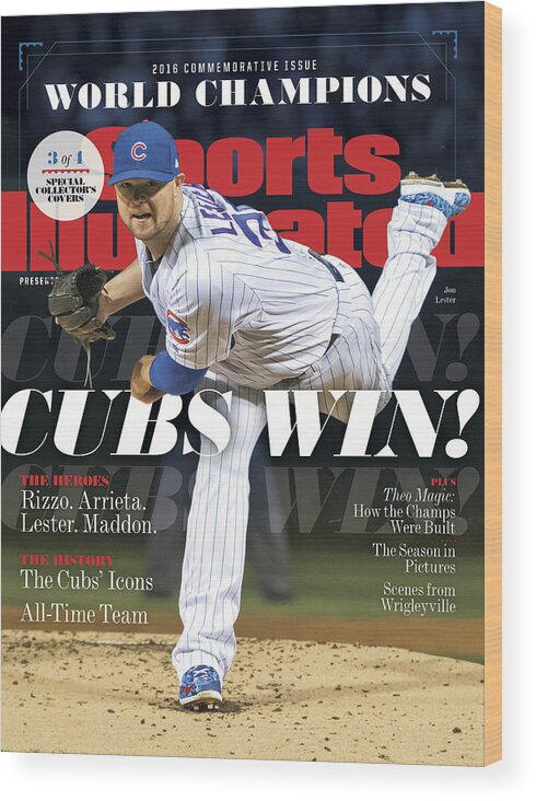 American League Baseball Wood Print featuring the photograph Chicago Cubs, 2016 World Series Champions Sports Illustrated Cover by Sports Illustrated