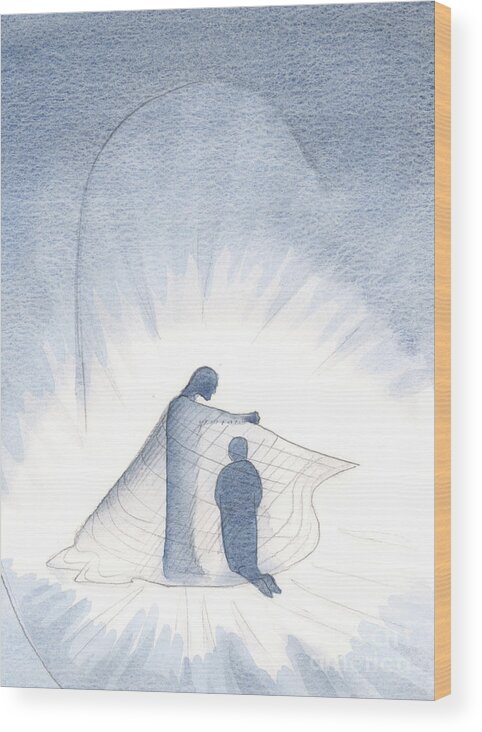 Personal Wood Print featuring the painting Christ Made Me See The Gold Cloak Which I Now Wear, Through His Generosity by Elizabeth Wang