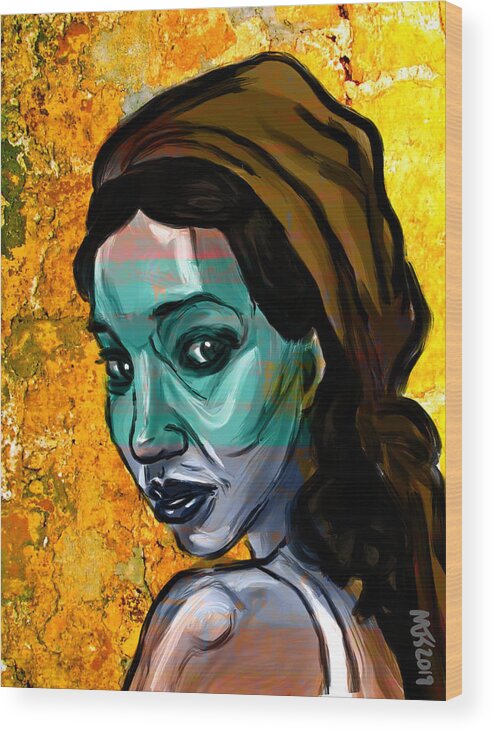 Portrait Wood Print featuring the digital art Country Woman by Michael Kallstrom