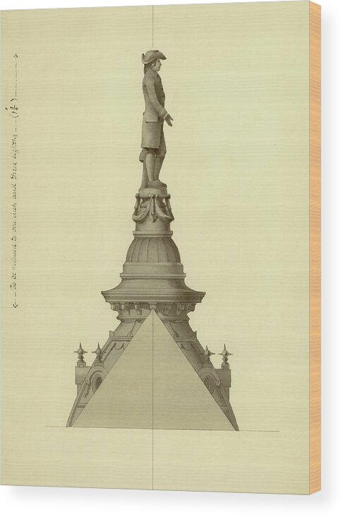 Thomas Ustick Walter Wood Print featuring the drawing Design For City Hall Tower by Thomas Ustick Walter