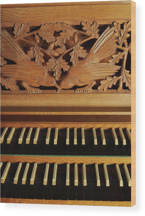 Music Wood Print featuring the photograph Detail Of A Pipe Organ With A Wooden by Hudzilla