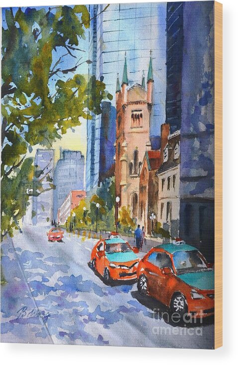 Toronto Wood Print featuring the painting Downtown Toronto by Betty M M Wong