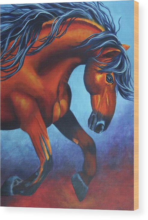 Horse Wood Print featuring the painting Emergence by Wendi Curtis