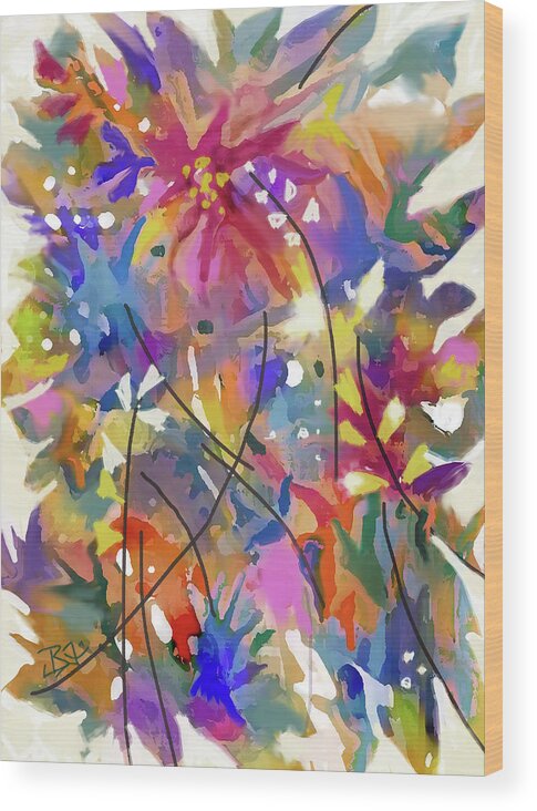 Gorgeous Flowers Wood Print featuring the digital art FLower Bouquet 2 by Jean Batzell Fitzgerald