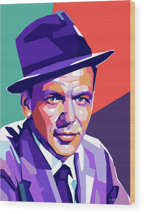 Frank Wood Print featuring the digital art Frank Sinatra pop art by Stars on Art