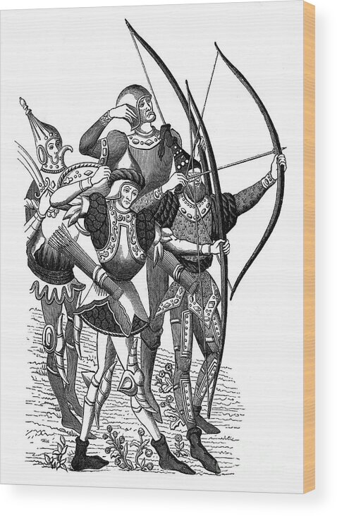 Engraving Wood Print featuring the drawing Frankish Archers, 15th Century, 1870 by Print Collector