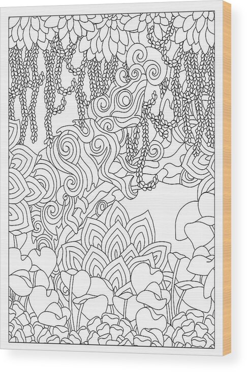 Gecko Wood Print featuring the drawing Gecko by Kathy G. Ahrens