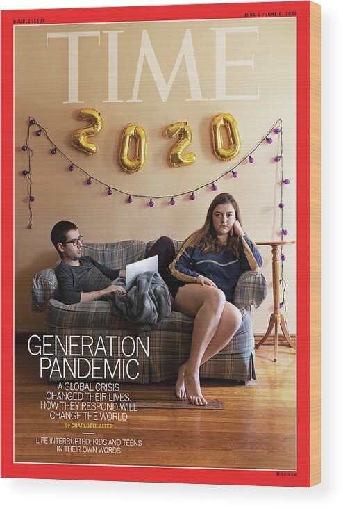 Pandemic Wood Print featuring the photograph Generation Pandemic Time Cover by Photograph by Hannah Beier for TIME