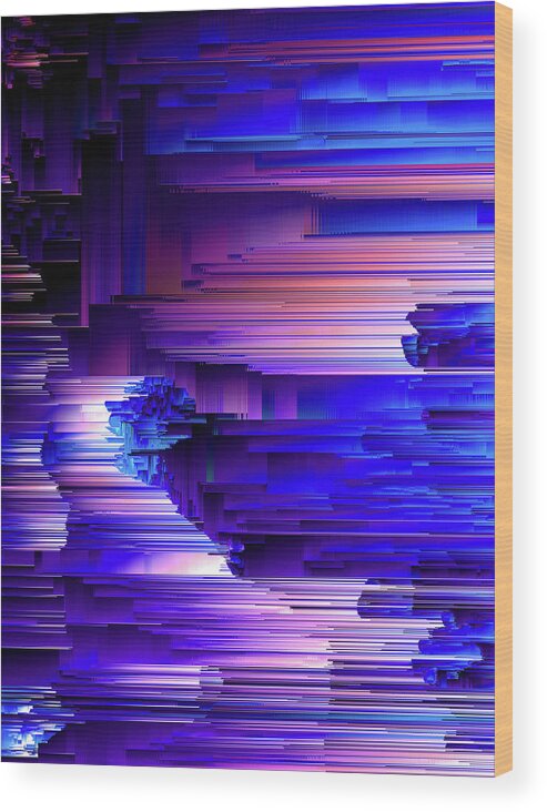 Glitch Wood Print featuring the digital art Glitchin Blues by Jennifer Walsh