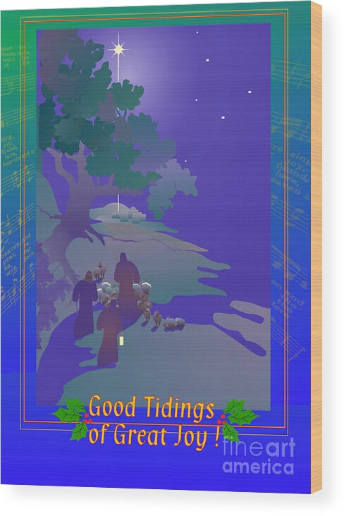 Christmas Card Wood Print featuring the digital art Good Tidings by Nancy Watson