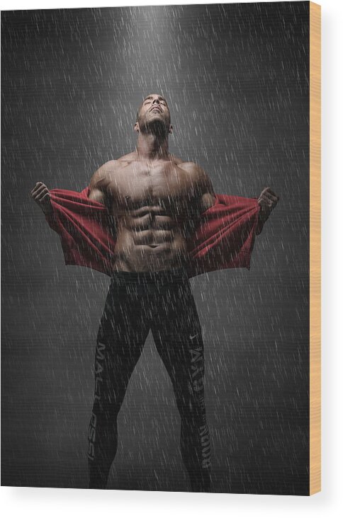 Rain Wood Print featuring the photograph He Is In The Rain! by Ddiarte