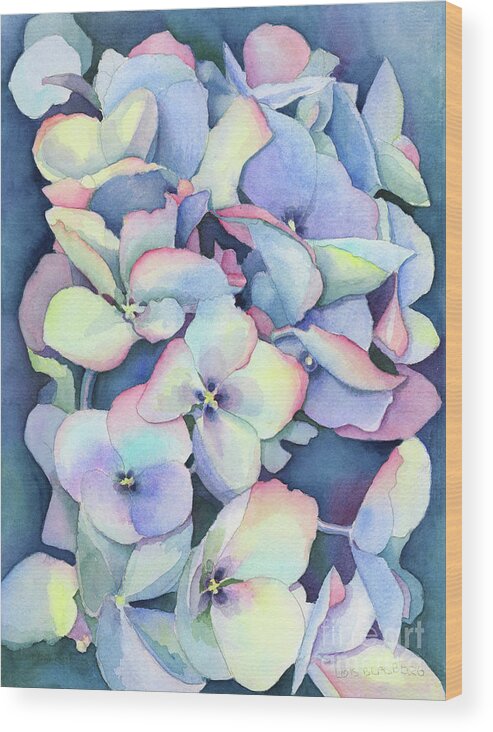 Face Mask Wood Print featuring the painting Hydrangea Study by Lois Blasberg