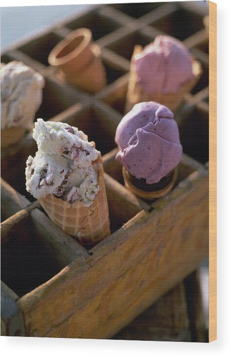 #new2022 Wood Print featuring the photograph Ice Cream Cones In A Crate by Romulo Yanes