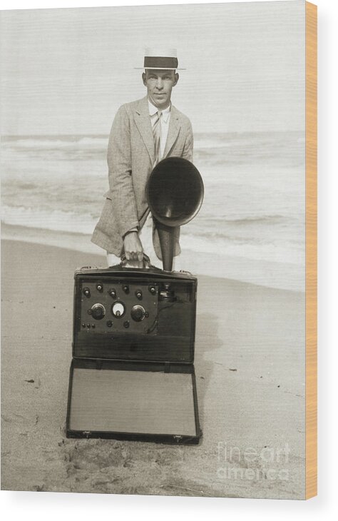 People Wood Print featuring the photograph Inventor Edwin H. Armstrong On Beach by Bettmann