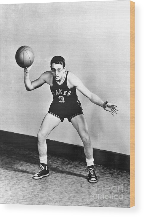James Dean - Born 1931 Wood Print featuring the photograph James Dean Playing Basketball by Bettmann