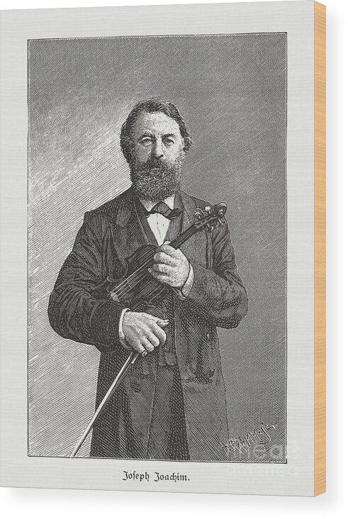 Engraving Wood Print featuring the digital art Joseph Joachim 1831-1907, Hungarian by Zu 09