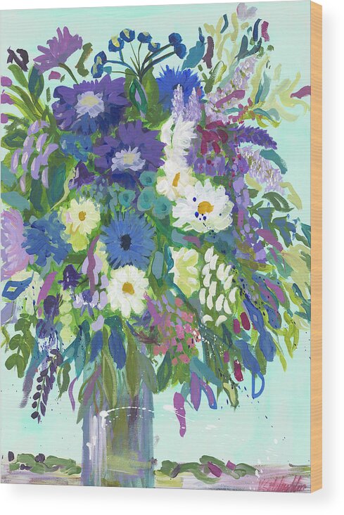 Floral Wood Print featuring the painting Karma Fiesta by Fab Funky