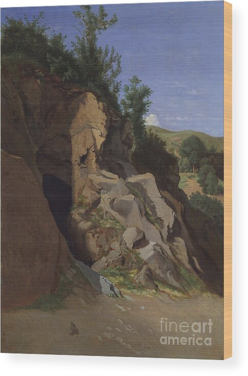Oil Painting Wood Print featuring the drawing Landscape With A Cave. Creator Theodore by Heritage Images
