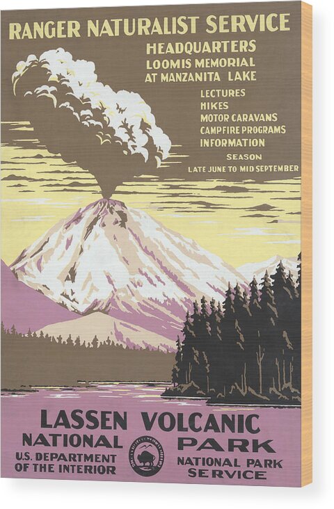 Vertical Wood Print featuring the photograph Lassen Park Travel Poster by Graphicaartis