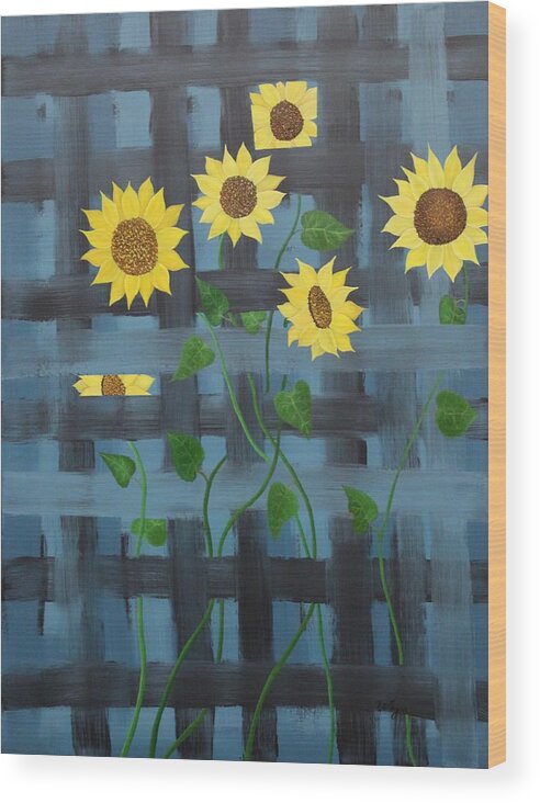 Sunflowers Wood Print featuring the painting Lattice by Berlynn