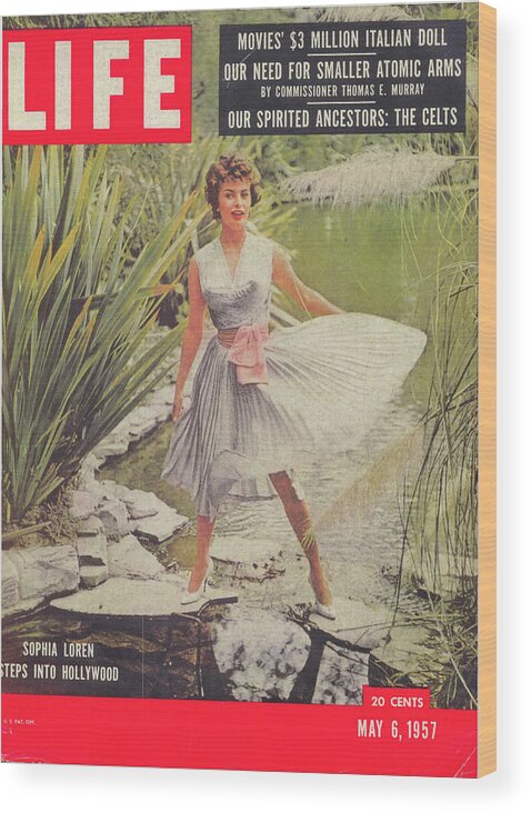 Sophia Loren Wood Print featuring the photograph LIFE Cover: May 6, 1957 by Leonard McCombe