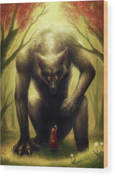 Little Red Riding Hood Wood Print featuring the mixed media Little Red Riding Hood by Jojoesart
