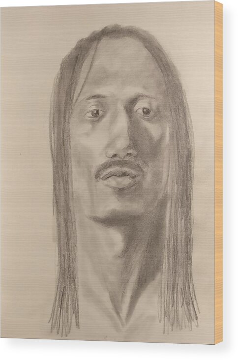 Sketch Wood Print featuring the drawing Long Hair Style by Nicolas Bouteneff