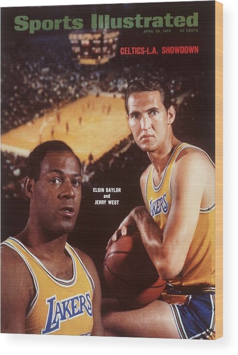 Magazine Cover Wood Print featuring the photograph Los Angeles Lakers Elgin Baylor And Jerry West Sports Illustrated Cover by Sports Illustrated