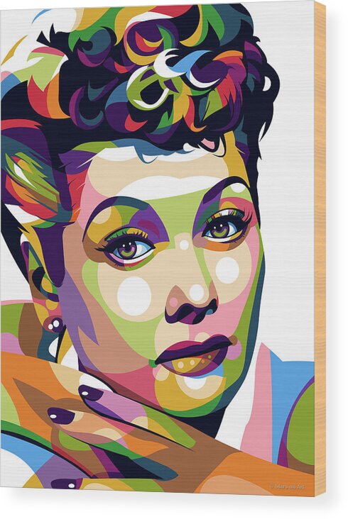 Lucille Ball Wood Print featuring the digital art Lucille Ball by Stars on Art