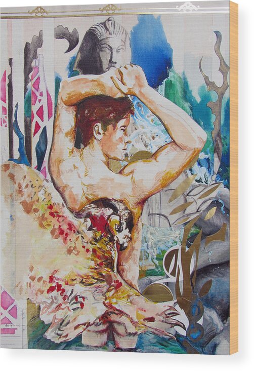 Nude Male Wood Print featuring the painting Magic Loves The Hungry by Rene Capone