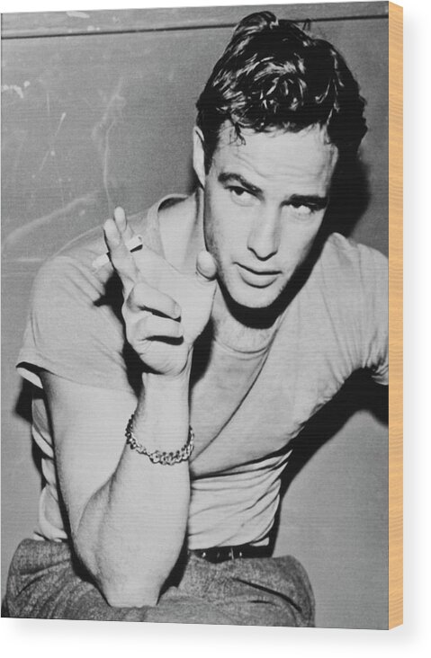 Smoking Wood Print featuring the photograph Marlon Brando by Archive Photos
